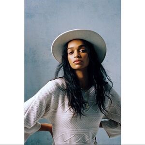 NEW Anthropologie Current Air Hayden Ivory Cable-Knit Sweater Midi Dress Plus 1X